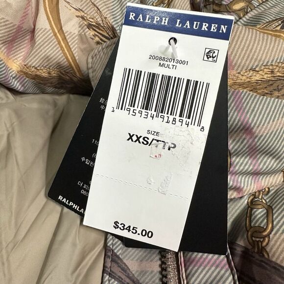 NWT Ralph Lauren Womens XXS Plaid Belting Print‎ Taffeta Down Coat Highland $345 - Picture 5 of 10